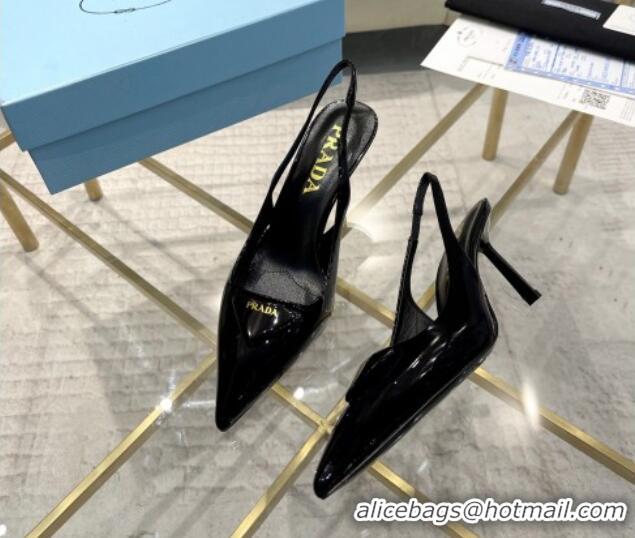 Low Cost Prada Patent leather slingback pumps 7.5cm Black 228077