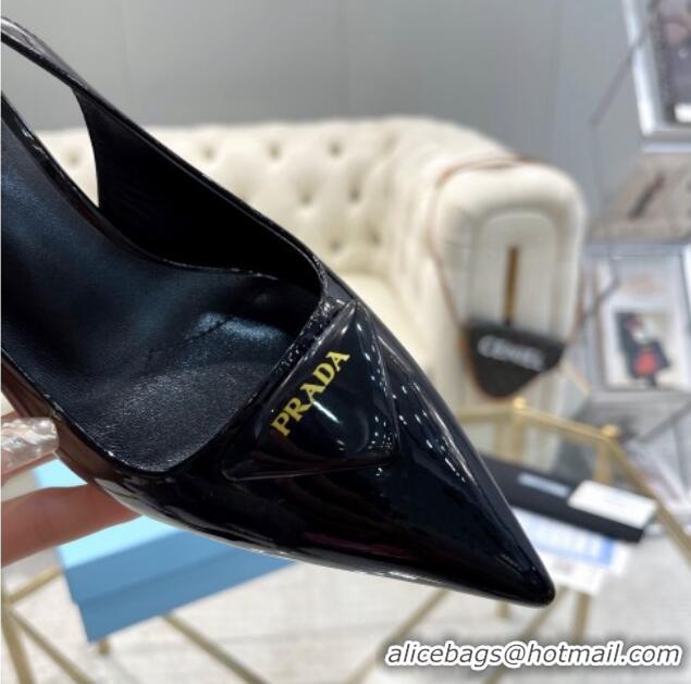 Low Cost Prada Patent leather slingback pumps 7.5cm Black 228077