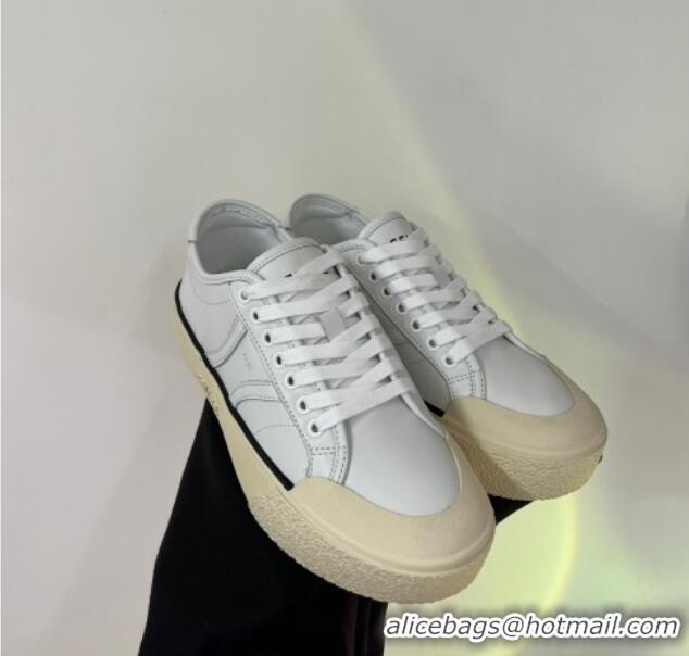 Feminine Celine AS-02 Low Lace-up Alan Platform Sneakers 4cm in Calf Leather White 124112