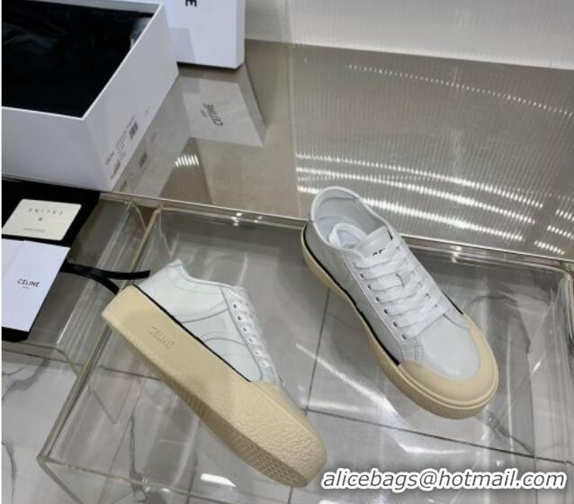 Feminine Celine AS-02 Low Lace-up Alan Platform Sneakers 4cm in Calf Leather White 124112