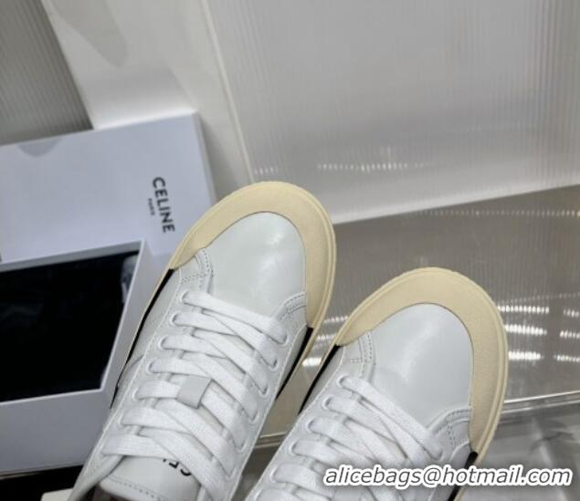 Feminine Celine AS-02 Low Lace-up Alan Platform Sneakers 4cm in Calf Leather White 124112