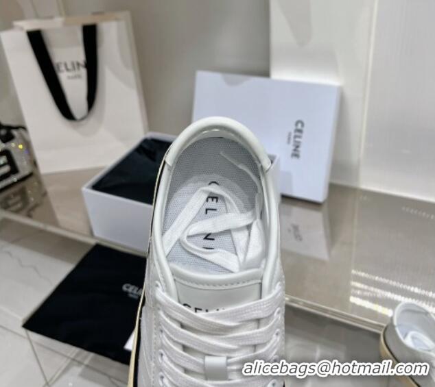 Feminine Celine AS-02 Low Lace-up Alan Platform Sneakers 4cm in Calf Leather White 124112