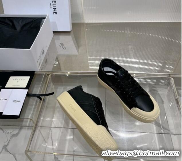 Trendy Design Celine AS-02 Low Lace-up Alan Platform Sneakers 4cm in Calf Leather Black 0124113