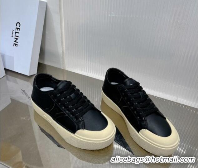 Trendy Design Celine AS-02 Low Lace-up Alan Platform Sneakers 4cm in Calf Leather Black 0124113