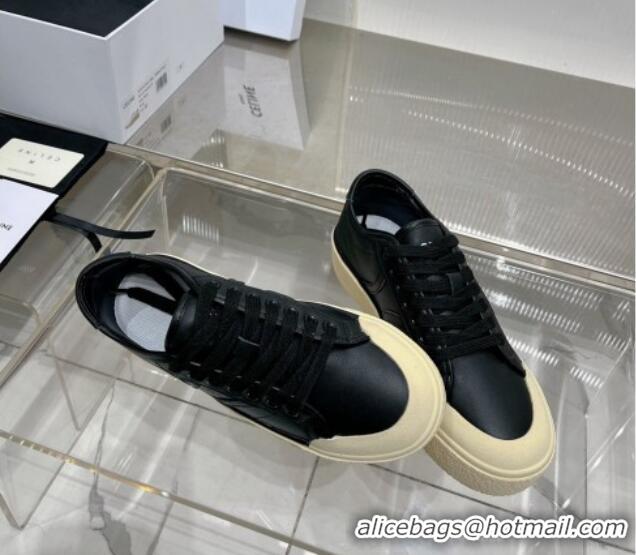 Trendy Design Celine AS-02 Low Lace-up Alan Platform Sneakers 4cm in Calf Leather Black 0124113