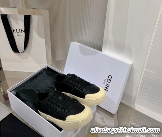 Trendy Design Celine AS-02 Low Lace-up Alan Platform Sneakers 4cm in Calf Leather Black 0124113