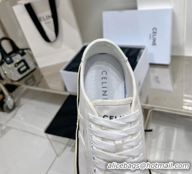 Good Product Celine AS-02 Low Lace-up Alan Platform Sneakers 4cm in Canvas White 0124114