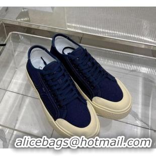 Sophisticated Celine AS-02 Low Lace-up Alan Platform Sneakers 4cm in Canvas Navy Blue 0124116