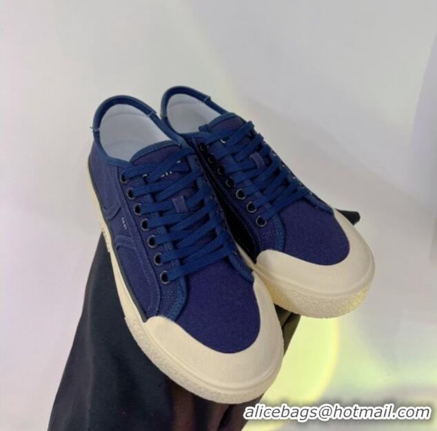 Sophisticated Celine AS-02 Low Lace-up Alan Platform Sneakers 4cm in Canvas Navy Blue 0124116