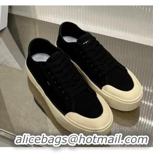 1:1 aaaaa Celine AS-02 Low Lace-up Alan Platform Sneakers 4cm in Canvas Black 0124117