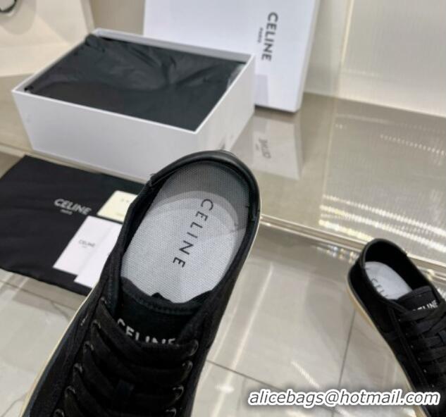 Stylish Celine AS-02 Low Lace-up Alan Sneakers 2.5cm in Canvas Black 0124118