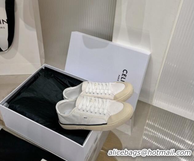 Grade Celine AS-02 Low Lace-up Alan Sneakers 2.5cm in Canvas White 0124119