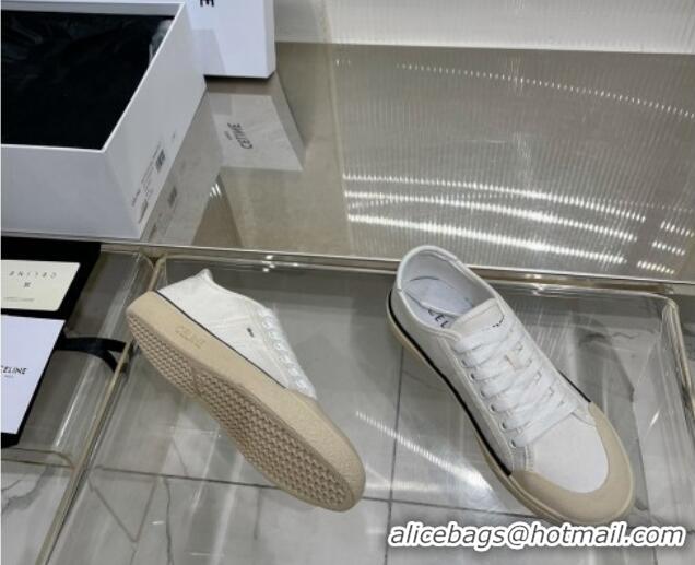 Grade Celine AS-02 Low Lace-up Alan Sneakers 2.5cm in Canvas White 0124119