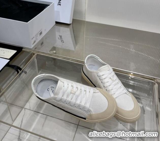 Grade Celine AS-02 Low Lace-up Alan Sneakers 2.5cm in Canvas White 0124119