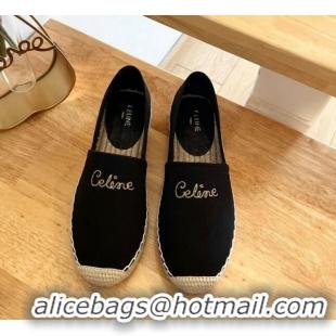 Low Cost Celine Coton Canvas Espadrilles with CELINE Signature Black 20124124