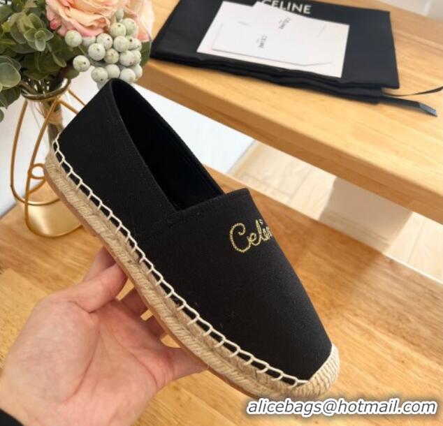 Low Cost Celine Coton Canvas Espadrilles with CELINE Signature Black 20124124