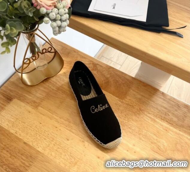 Low Cost Celine Coton Canvas Espadrilles with CELINE Signature Black 20124124