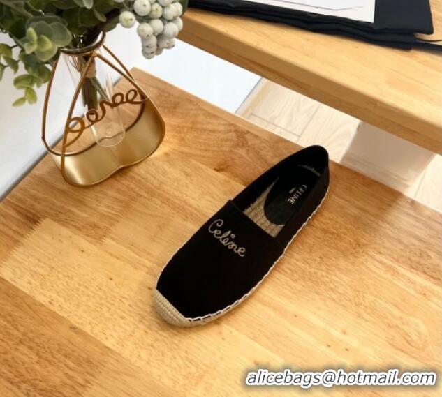 Low Cost Celine Coton Canvas Espadrilles with CELINE Signature Black 20124124