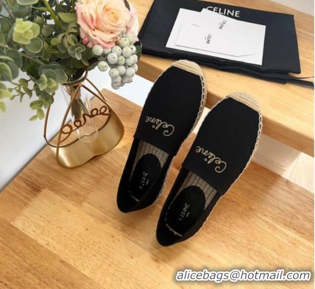 Low Cost Celine Coton Canvas Espadrilles with CELINE Signature Black 20124124