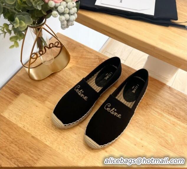 Low Cost Celine Coton Canvas Espadrilles with CELINE Signature Black 20124124