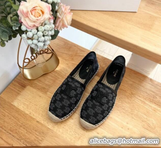 Perfect Celine Triomphe Mesh Espadrilles Black 124121