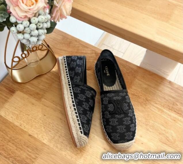 Perfect Celine Triomphe Mesh Espadrilles Black 124121