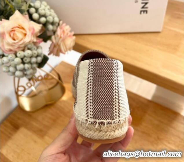 Luxurious Celine Triomphe Cotton Canvas Espadrilles White/Brown 124122