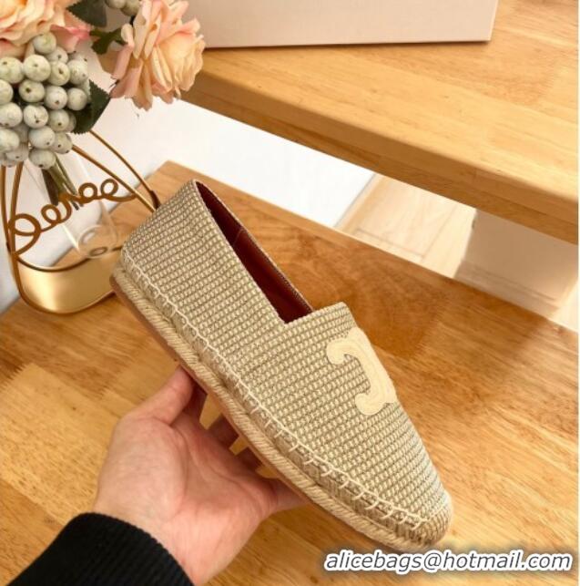 Luxury Celine Triomphe Cotton Canvas Espadrilles Gold 124123