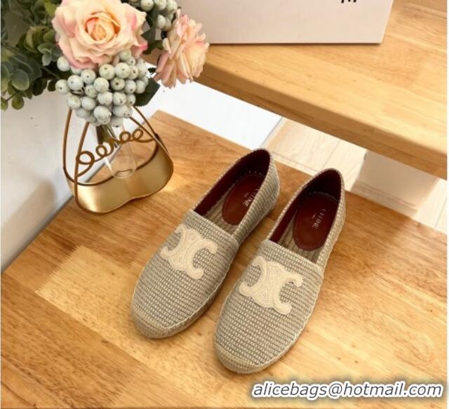 Luxury Celine Triomphe Cotton Canvas Espadrilles Gold 124123