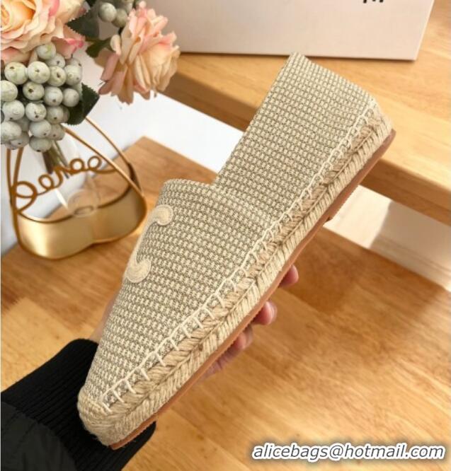 Luxury Celine Triomphe Cotton Canvas Espadrilles Gold 124123