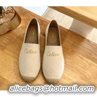 Good Looking Celine Coton Canvas Espadrilles with CELINE Signature White 0124126