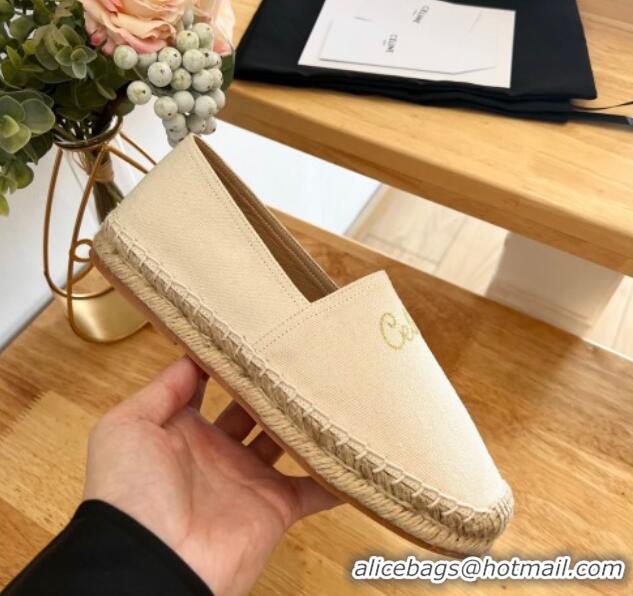 Good Looking Celine Coton Canvas Espadrilles with CELINE Signature White 0124126