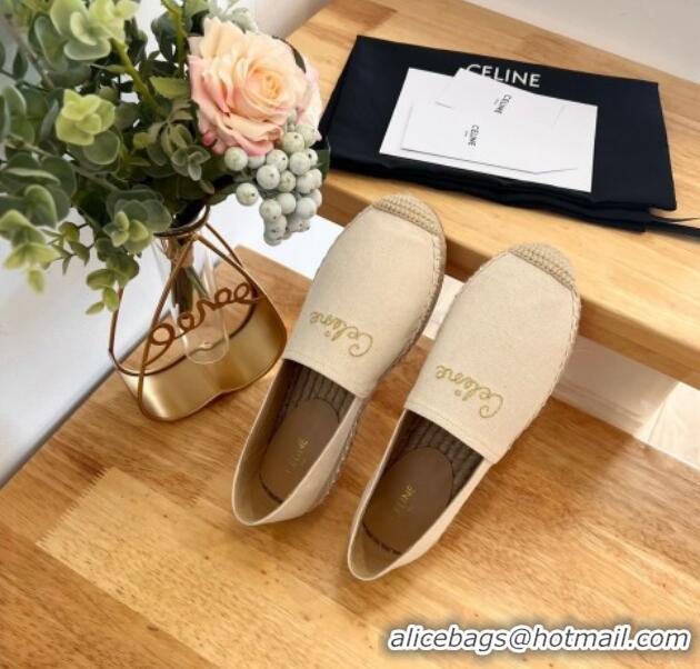 Good Looking Celine Coton Canvas Espadrilles with CELINE Signature White 0124126