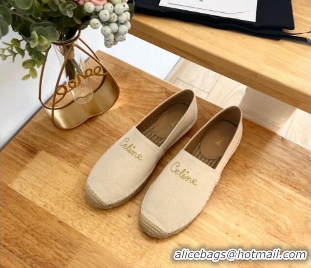 Good Looking Celine Coton Canvas Espadrilles with CELINE Signature White 0124126