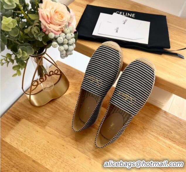 Purchase Celine Coton Canvas Espadrilles with CELINE Signature Black/White 0124127