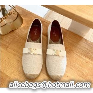 Good Product Celine Cotton Canvas Espadrilles with Logo Bow White 124128