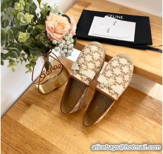 Grade Quality Celine Canvas Espadrilles with Logo Bow White 124130