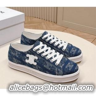 Best Price Celine Triomphe Denim Low-Top Sneakers Blue 228022