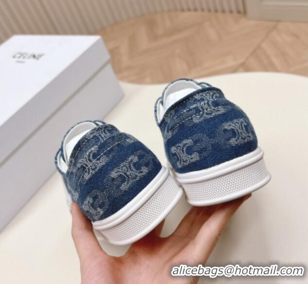 Best Price Celine Triomphe Denim Low-Top Sneakers Blue 228022