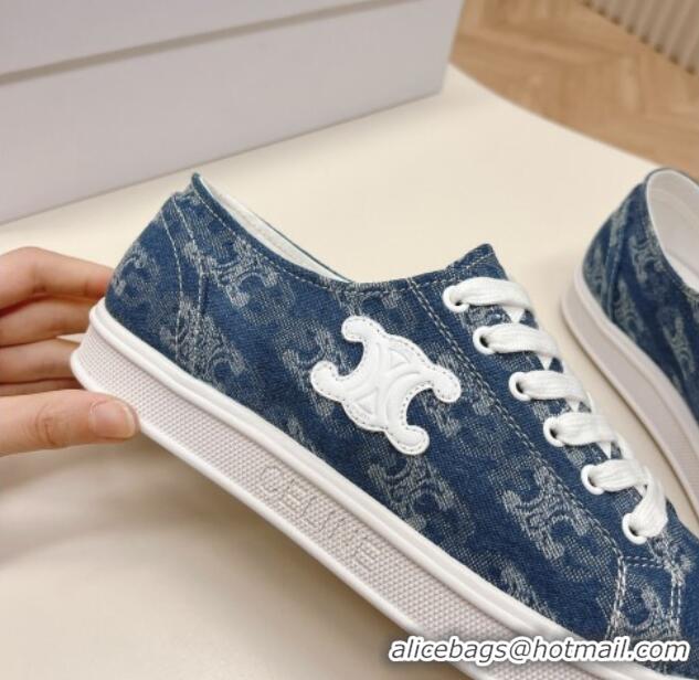 Best Price Celine Triomphe Denim Low-Top Sneakers Blue 228022