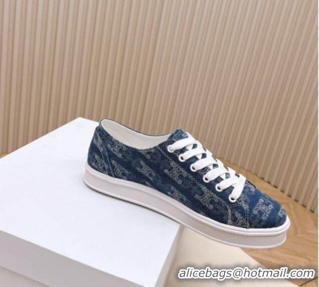 Best Price Celine Triomphe Denim Low-Top Sneakers Blue 228022