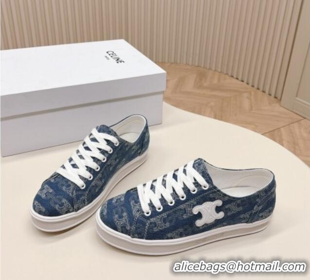 Best Price Celine Triomphe Denim Low-Top Sneakers Blue 228022