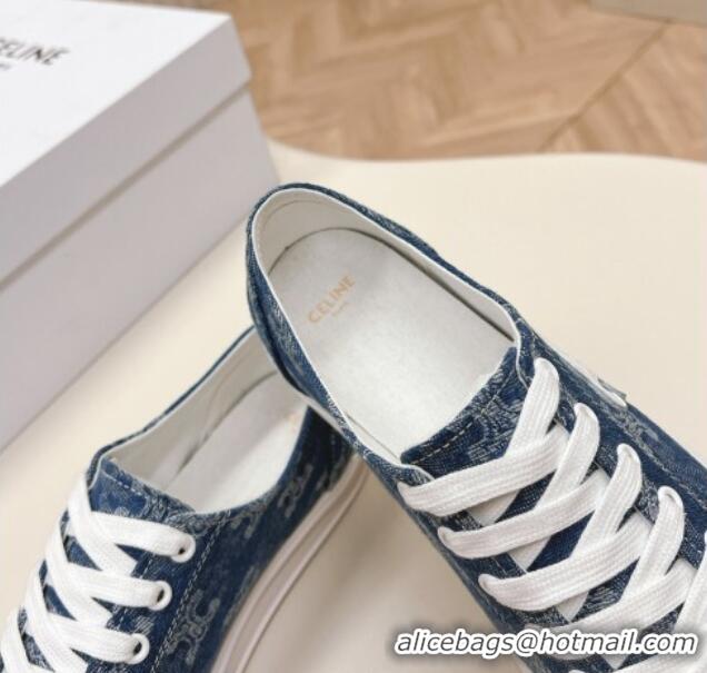 Best Price Celine Triomphe Denim Low-Top Sneakers Blue 228022