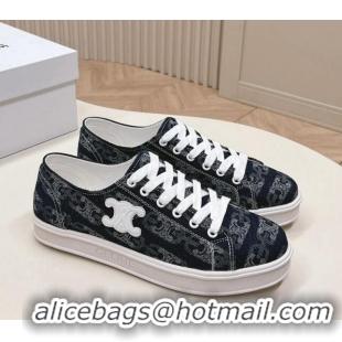 Pretty Style Celine Triomphe Denim Low-Top Sneakers Dark Blue 228023