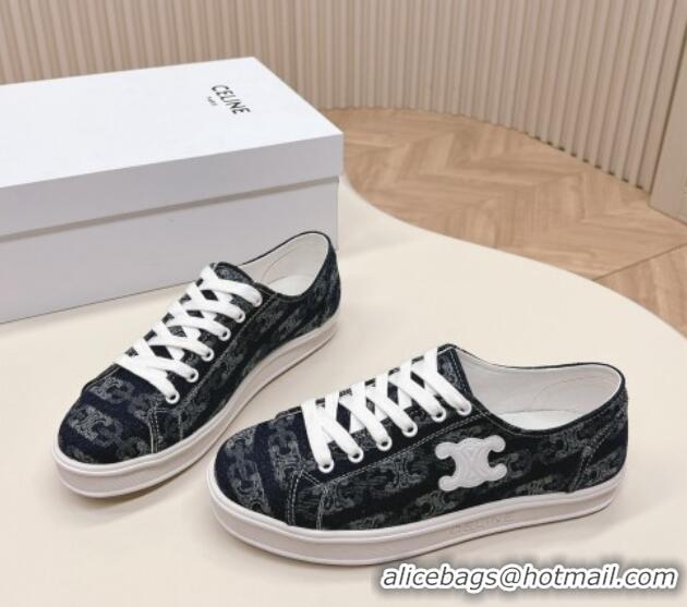 Pretty Style Celine Triomphe Denim Low-Top Sneakers Dark Blue 228023