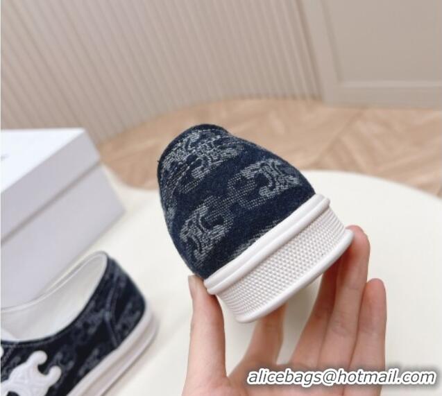 Pretty Style Celine Triomphe Denim Low-Top Sneakers Dark Blue 228023