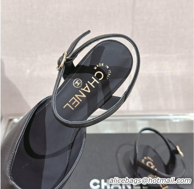 Good Quality Chanel Lambskin Slingback Flat with CC Foldover 2.5cm Black 0126045