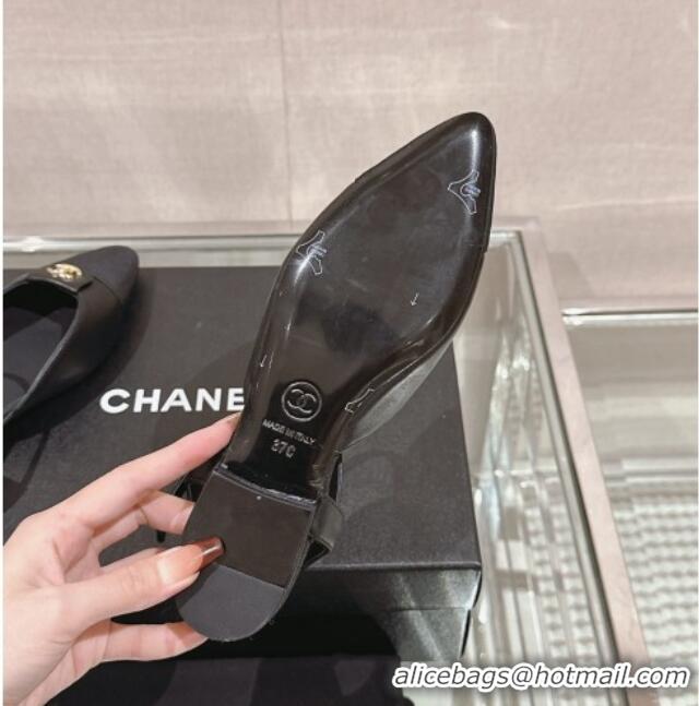 Good Quality Chanel Lambskin Slingback Flat with CC Foldover 2.5cm Black 0126045