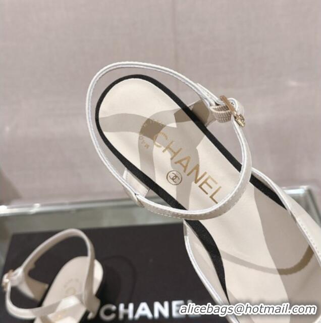 Hot Style Chanel Lambskin Slingback Flat with Framed CC 2.5cm White 126047