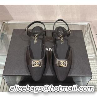 Stylish Chanel Lambskin Slingback Flat with Framed CC 2.5cm Black 0126048